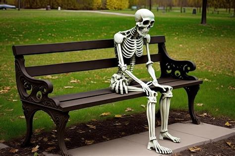 Premium Photo | Lonely skeleton lonely skeleton relax on park bench