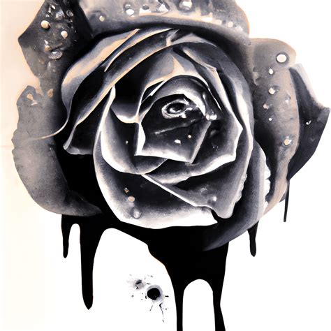 Watercolor Rose Black with Water Drops · Creative Fabrica