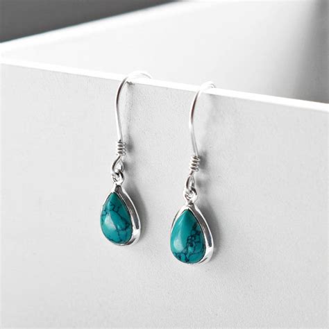 sterling silver turquoise teardrop earrings by martha jackson sterling ...