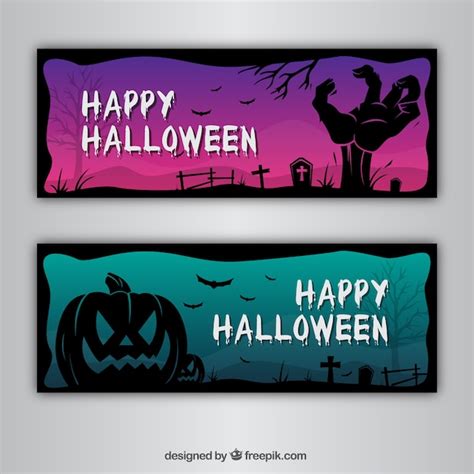 Free Vector | Scary halloween banners