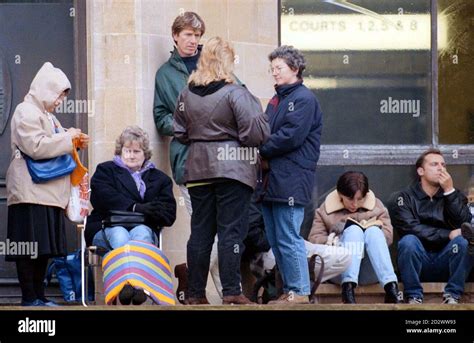 Queue for public gallery seats in the Rosemary West trial at Winchester Crown Court Stock Photo ...