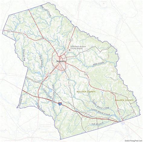 Map of Bulloch County, Georgia - Thong Thai Real