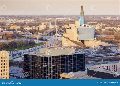 Skyline of Winnipeg stock image. Image of winnipeg, dusk - 96778053