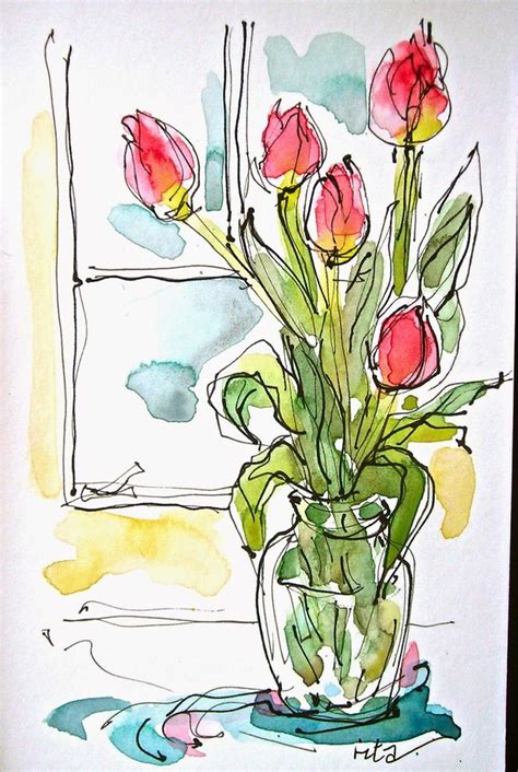 Sketchbook Wandering: Tulips | Watercolor flower art, Flower drawing, Watercolor sketch