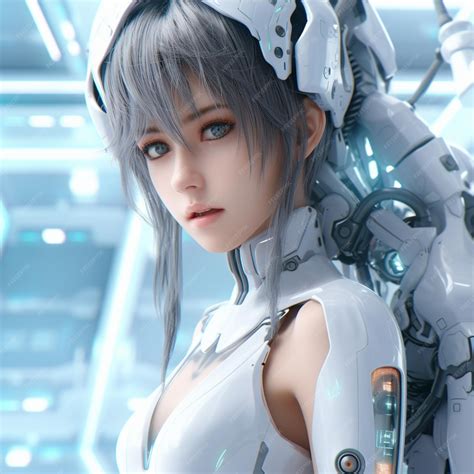 Premium AI Image | 3d render of futuristic cyber robot anime girl in ...