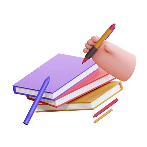 3d icon illustration books with pen 9269481 PNG