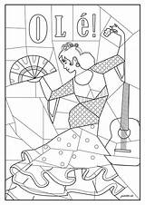 Coloring Pages Flamenco Spain Dancers Colorear Para Dance Dibujos  sketch template