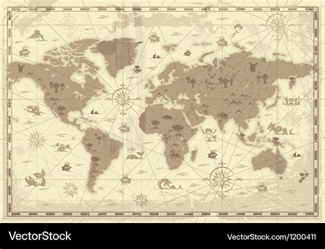 Ancient world map Royalty Free Vector Image - VectorStock