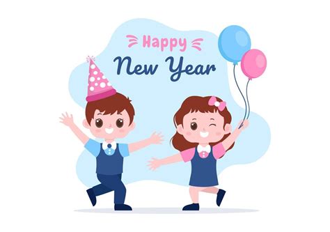 Happy New Year 2023 Celebration Template Hand Drawn Cartoon Flat Background Illustration with ...