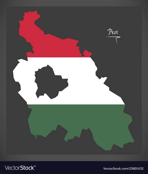 Pest map of hungary with hungarian national flag Vector Image