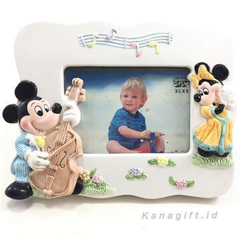 Jual (DISNEY) Mickey & Minnie Mouse rectangle horizontal ceramic photo frame/ bingkai foto/ foto ...