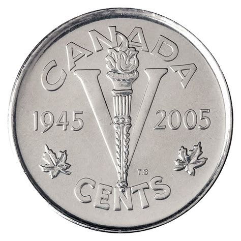 2005-P (1945-) Canadian 5-Cent Victory VE-Day 60th Anniv Nickel Special Wrap Coin Roll