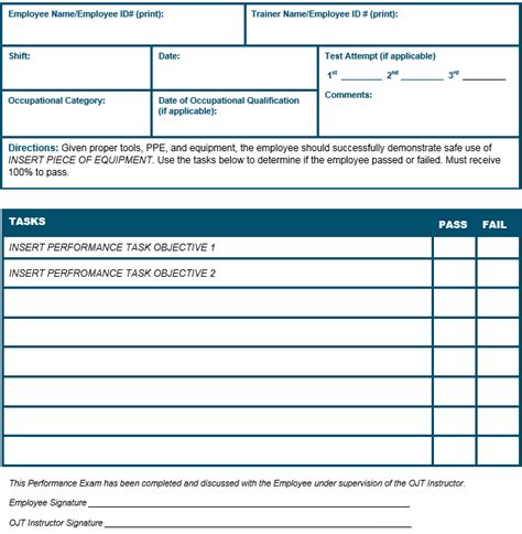 On-the-Job Training Evaluation Checklist