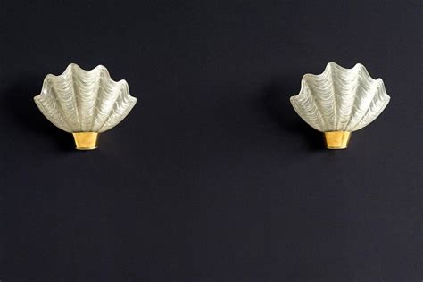 Pair of Shell Shaped "Coquille" Wall Lamps by ASEA Skandia, Sweden, 1940s at 1stDibs