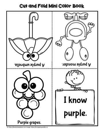 Color Purple Foldable Book Worksheets