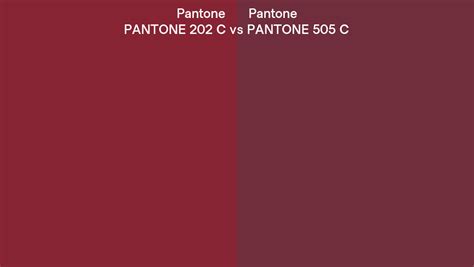 Pantone 202 C vs PANTONE 505 C side by side comparison