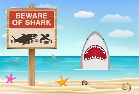 beware of shark sign on sea sand beach 2298561 Vector Art at Vecteezy