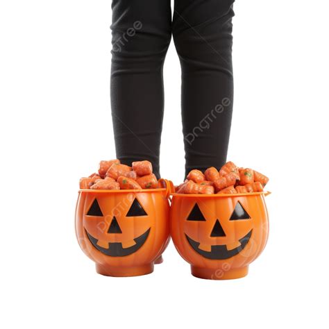 Halloween Kids, Close Up Of A Child^s Feet With Pumpkin Candy Bucket, Kids Playing, Kids Park ...