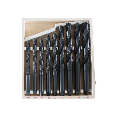 9pc HSS Taper Shank Twist Drill Bit Set in Wooden Box,Taper Shank