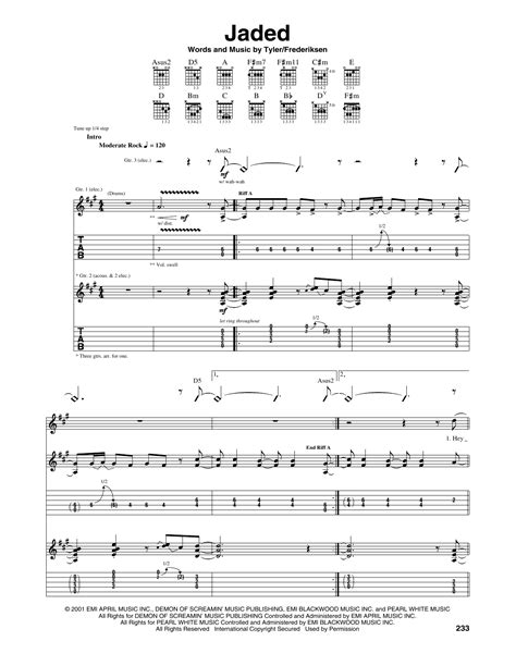 Jaded by Aerosmith - Guitar Tab - Guitar Instructor