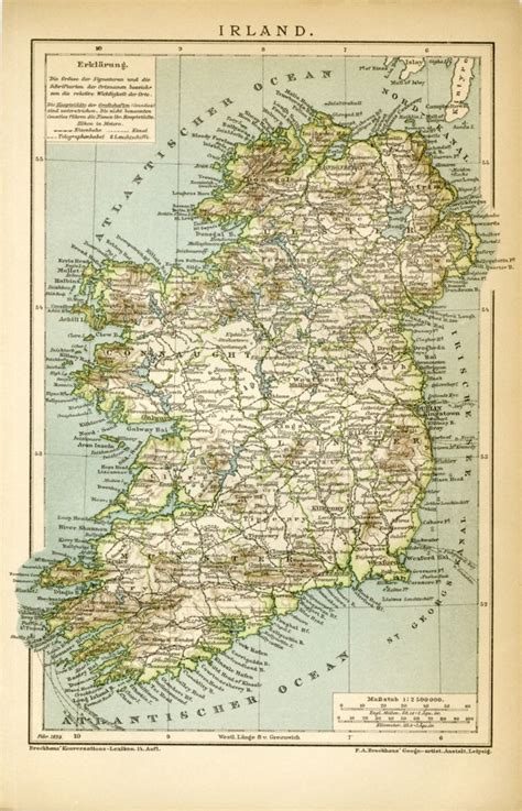 Vintage Map of Ireland Dated 1899 Vintage Decor Vintage | Etsy ...