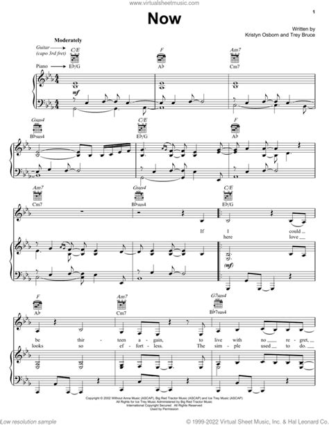 Now sheet music for voice, piano or guitar (PDF)