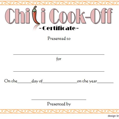 New Chili Cook Off Certificate Template