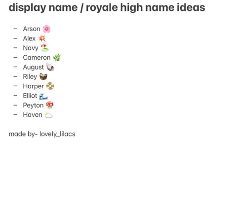 Royale High / Roblox Display Name Ideas | Aesthetic roblox name ideas ...