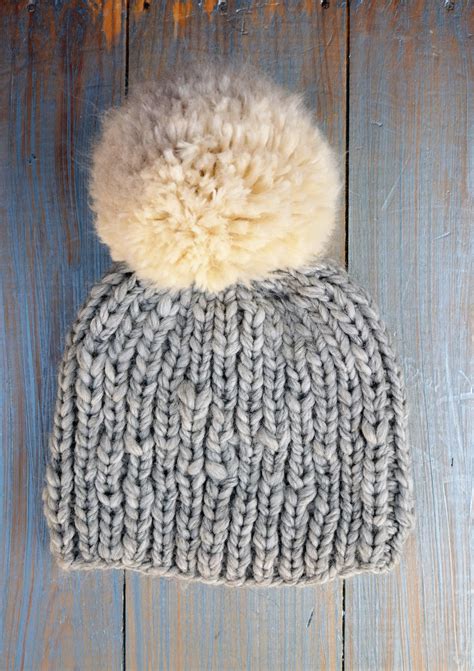 Simple Hat Pattern Grey Knitted Hat Hat Knitting Pattern | Etsy