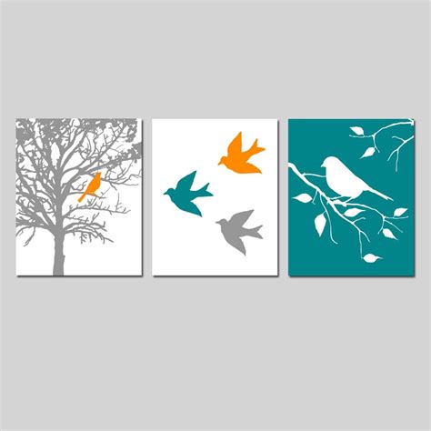 Modern Bird Art Modern Bird Wall Art Set of Three Bird - Etsy