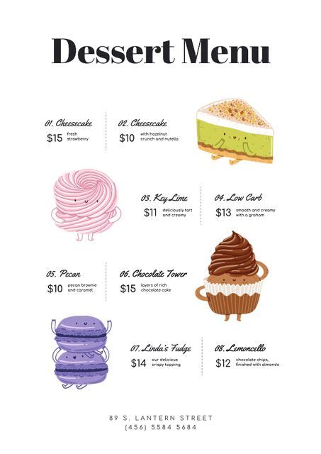 Desserts with funny faces Online Menu Template - VistaCreate