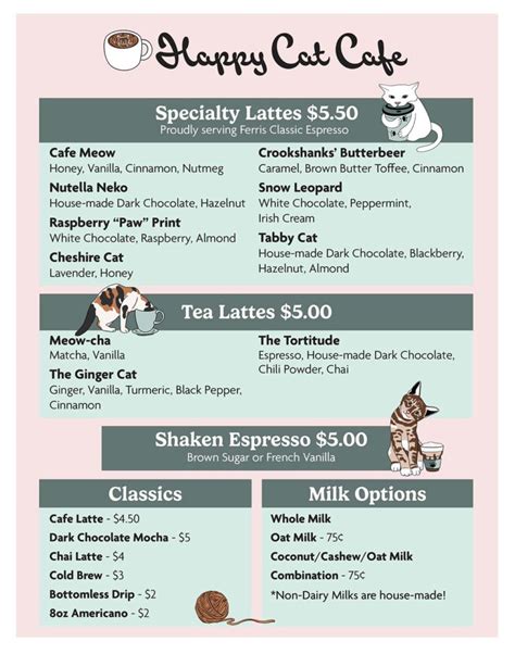 Cat Cafe Menu - Kips Design