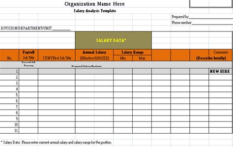 A salary analysis template let you evaluate the economic condition of ...