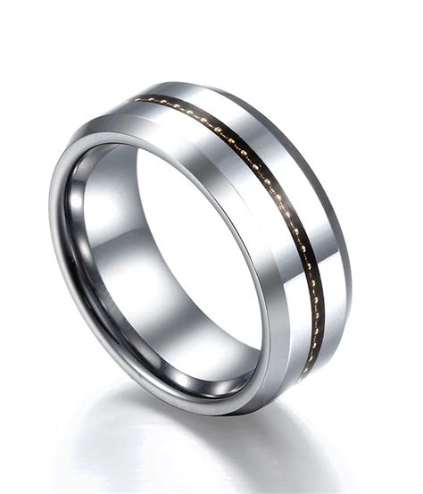 Gold Plating Stainless Steel Inlay Tungsten Band by TungstenRepublic on ...