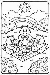Care Bears Tea Party Fun With Cheer Bear Coloring Page  Free & Printable sketch template