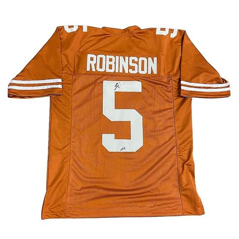 Bijan Robinson Autographed Texas Longhorns Custom Texas Orange #5 Jersey Signed on Top - Beckett ...