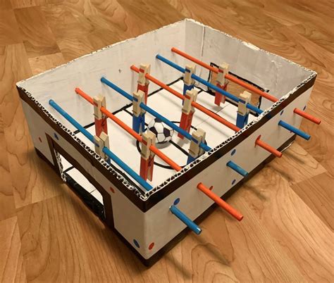 DIY Mini Foosball Table | Foosball table, Cardboard crafts kids, Foosball