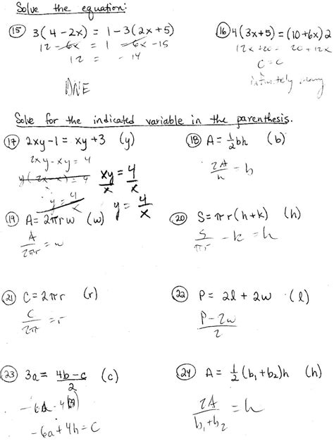 Literal Equations Worksheet Kuta