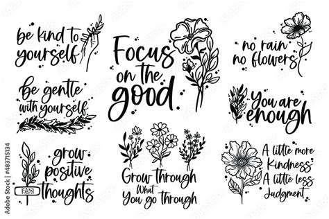 Mental Health lettering quotes Vector illustration, Self-care saying ...