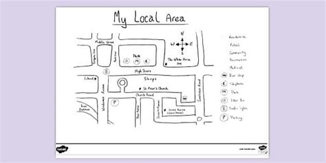 My Local Area Map Drawn Colouring Sheet (Teacher-Made)