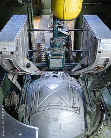 Sperry Ball Turret inside a WWII B-17 Bomber showing access hatch and ...