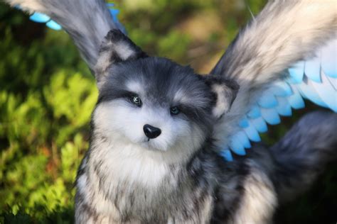 Realistic winged wolf plush fantasy wolf pup plushie | Etsy