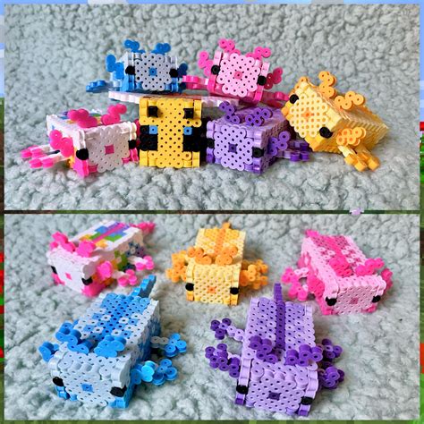 Minecraft Inspired 3D Perler Bead Figured small Animal Series Axolotls ...