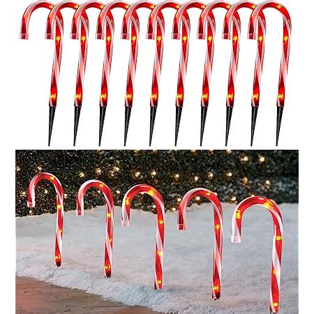 Amazon.com : Pre-lit Candy Cane Pathway Markers Stakes 10' Tall (Set of ...