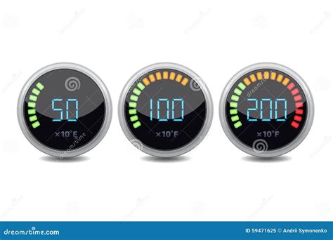 Temperature Gauge Digital Set. Vector Icon Stock Vector - Illustration of equipment, pipe: 59471625