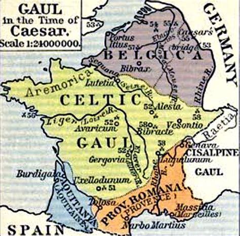 Map of Gaul in the Time of Caesar | Ancient maps, Historical maps, Map