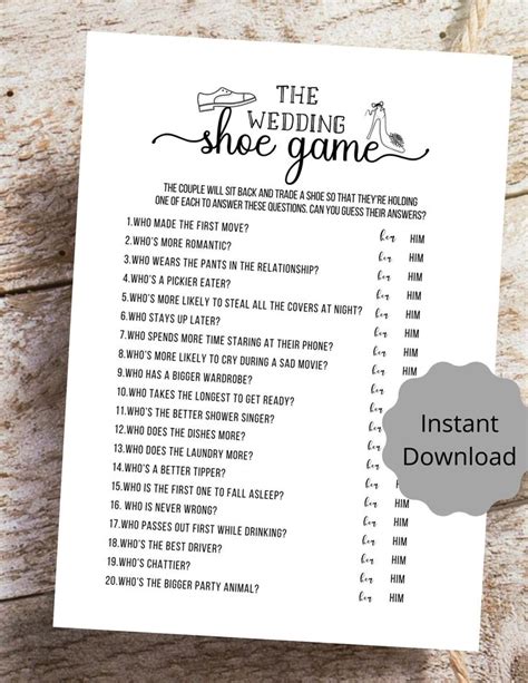 free printable wedding shower games he said she said - would she rather ...