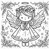 Coloring Angels Christmas Pages Angel Printable Print Drawing Drawings  sketch template