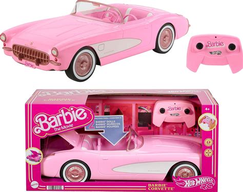 Hot Wheels RC Barbie Corvette, Battery-Operated Remote-Control Toy Car ...