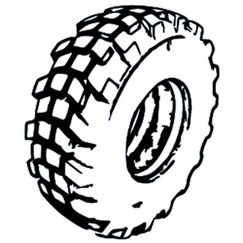 an image of a tire for a truck or suv, drawn in black and white